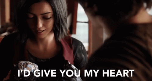 A Woman Is Sitting Next To A Man And Says I 'D Give You My Heart . GIF