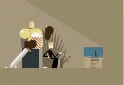 A Woman Is Sitting On A Throne With A Dragon Behind Her And A Television In The Background . GIF