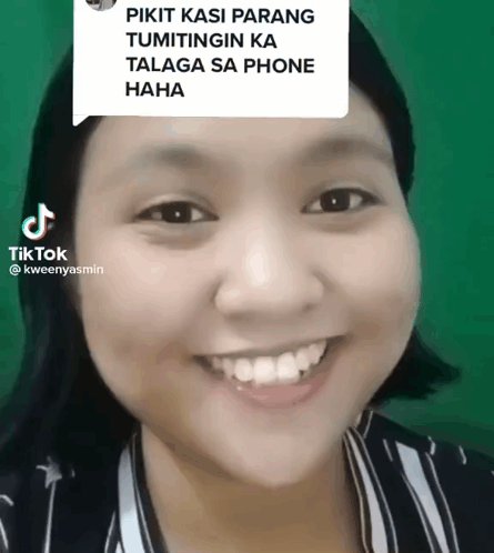 A Woman Is Smiling With A Speech Bubble That Says Tiktok GIF