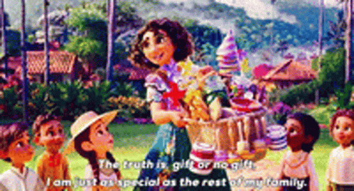 A Woman Is Standing In Front Of A Group Of Children Holding A Basket . GIF
