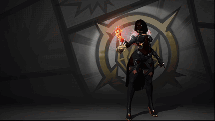 A Woman Is Standing In Front Of A Logo That Says Aa GIF