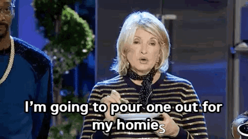 A Woman Is Standing In Front Of A Man And Saying `` I 'M Going To Pour One Out For My Homies '' . GIF