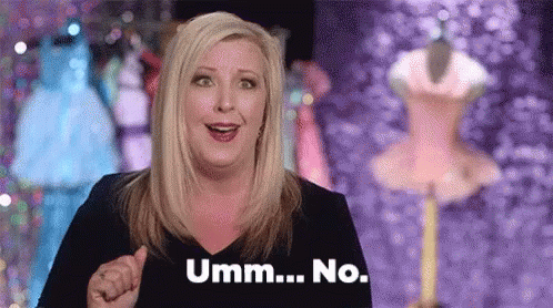 A Woman Is Standing In Front Of A Mannequin And Says Umm No . GIF