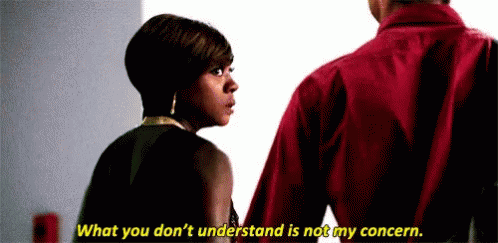 A Woman Is Standing Next To A Man In A Red Shirt And Saying `` What You Don 'T Understand Is Not My Concern '' . GIF