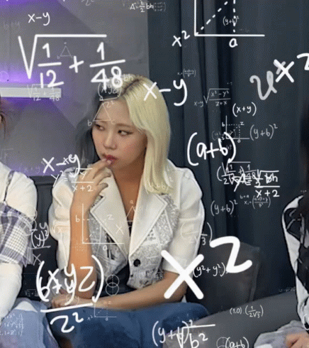 A Woman Is Surrounded By Mathematical Equations Including One That Says X = Y GIF