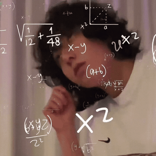 A Woman Is Surrounded By Mathematical Equations Including X2 And Y2 GIF