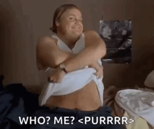 A Woman Is Taking Off Her Shirt And Asking Who ? Me ? < Purrr > . GIF