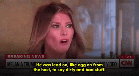 A Woman Is Talking On A Breaking News Channel About Melania Trump GIF