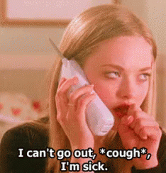 A Woman Is Talking On A Cell Phone And Says I Can 'T Go Out I Cough I 'M Sick GIF
