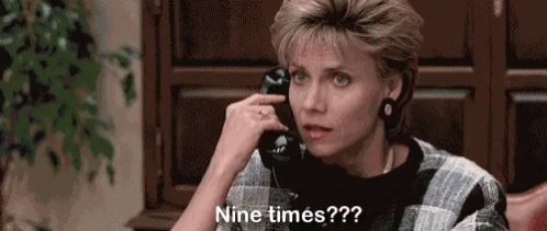 A Woman Is Talking On A Cell Phone And Says Nine Times ? GIF