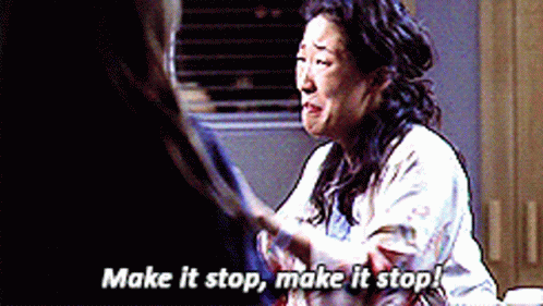 A Woman Is Talking To Another Woman And Says Make It Stop GIF