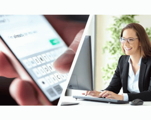 A Woman Is Typing On A Keyboard Next To A Phone That Says I 'M Already On It GIF