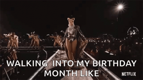 A Woman Is Walking Into Her Birthday Month Like Netflix . GIF