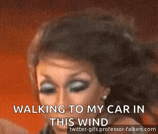A Woman Is Walking To Her Car In The Wind And Says Walking To My Car In This Wind . GIF