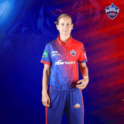 A Woman Is Wearing A Jersey That Says Tata Capital On It GIF