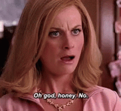 A Woman Is Wearing A Pink Jacket And A Necklace And Says `` Oh God , Honey . No . '' GIF