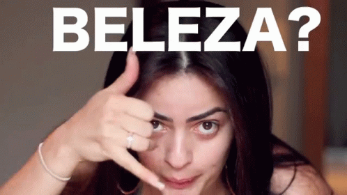 A Woman Making A Funny Face With The Words Beleza Written Above Her GIF