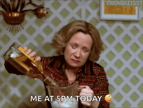 Woman Pouring Drink Into Pitcher Me At 5Pm Today GIF