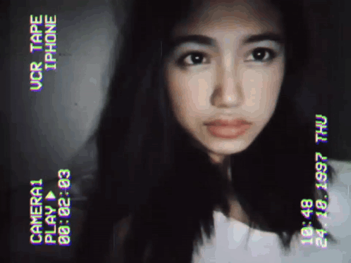 Woman's Face On Camera Tape Saying Camera 1 GIF
