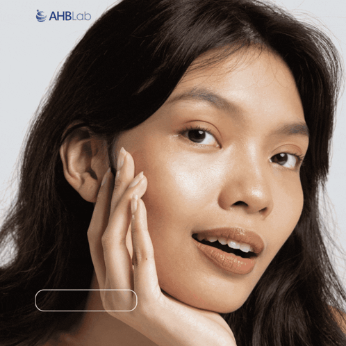 A Woman 'S Face Is Shown With Ahblab In The Corner GIF