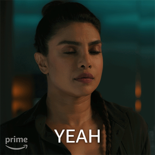A Woman 'S Face Is Shown With The Word Yeah In Front Of Her GIF