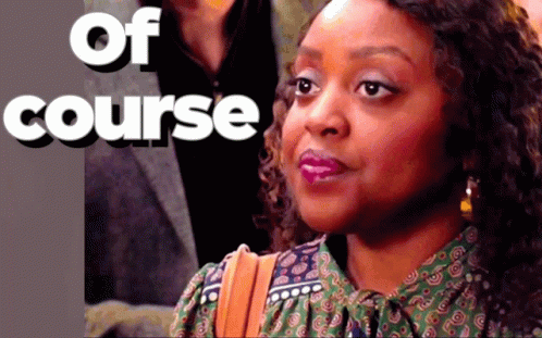 A Woman 'S Face Is Shown With The Words Of Course Above Her GIF