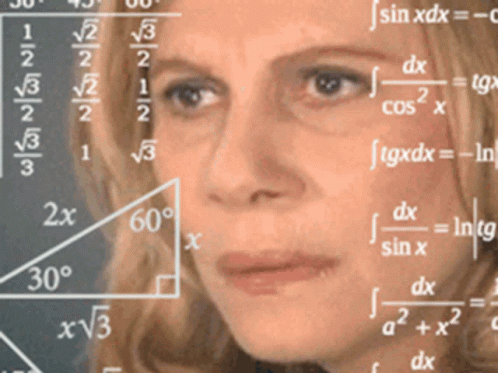 A Woman 'S Face Is Surrounded By Mathematical Equations Including Sin Xdx GIF