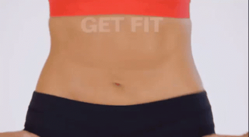 A Woman 'S Stomach Is Shown With The Words Get Fit On It GIF
