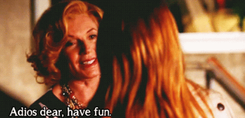A Woman Says Adios Dear Have Fun While Another Woman Looks On GIF