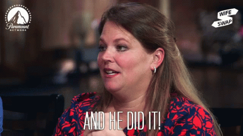 A Woman Says " And He Did It " In Front Of A Paramount Logo GIF