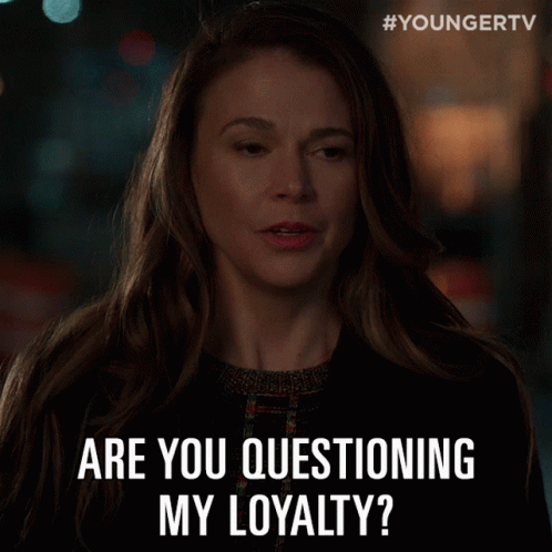 a woman says " are you questioning my loyalty " in a youngertv advertisement