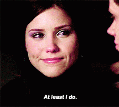 A Woman Says At Least I Do While Looking At A Man GIF
