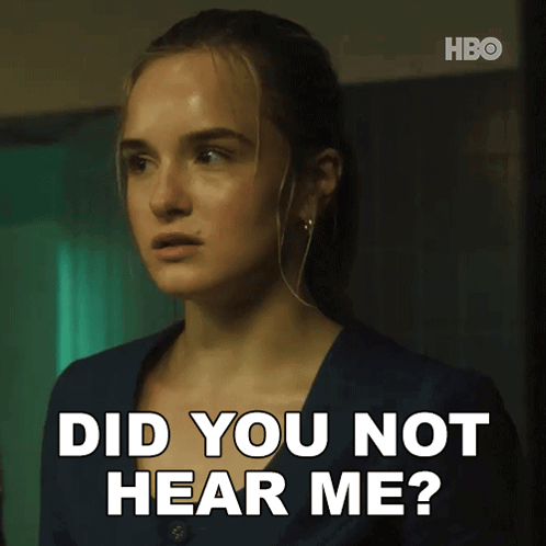 A Woman Says Did You Not Hear Me While Wearing Ear Buds GIF
