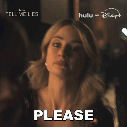 A Woman Says " Do N't Go " In Front Of A Sign That Says Hulu On Disney + GIF