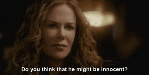 A Woman Says Do You Think That He Might Be Innocent In A Black And White Photo GIF