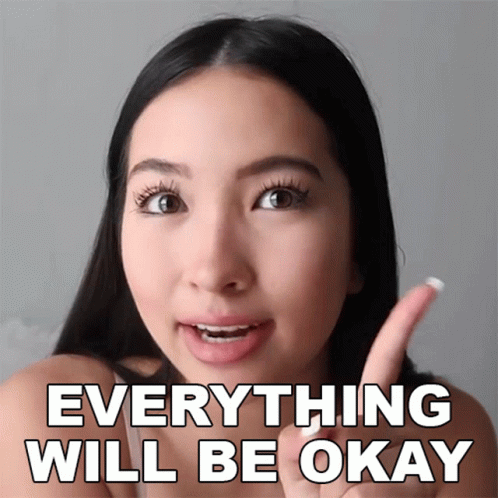 a woman says everything will be okay with her finger