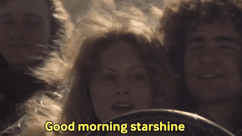 A Woman Says " Good Morning Starshine " In A Car GIF