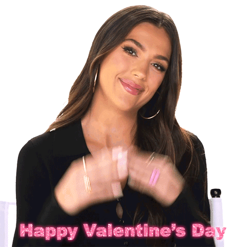 Woman Saying Happy Valentine's Day With Hands Together GIF