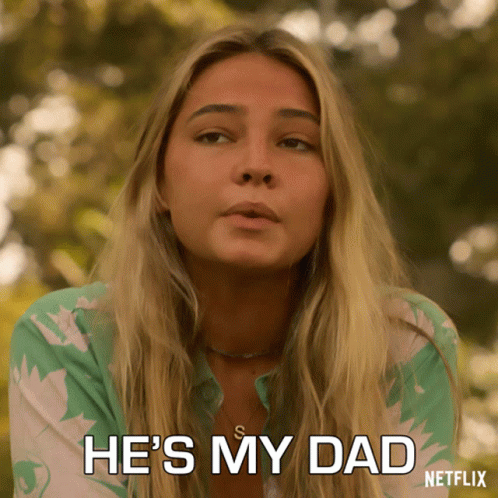 A Woman Says He 'S My Dad With A Netflix Logo Behind Her GIF