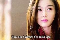 A Woman Says How Am I Alone I 'M With You In Front Of A Mirror GIF