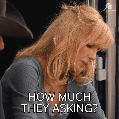 A Woman Says How Much They Asking In Front Of A Paramount Logo GIF
