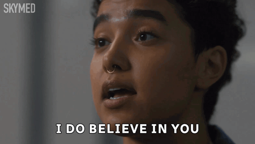A Woman Says I Do Believe In You In A Skymed Ad GIF