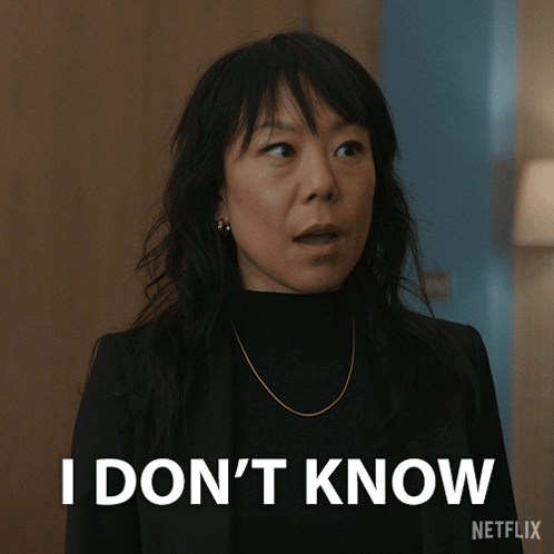 A Woman Says I Don 'T Know In A Netflix Advertisement GIF