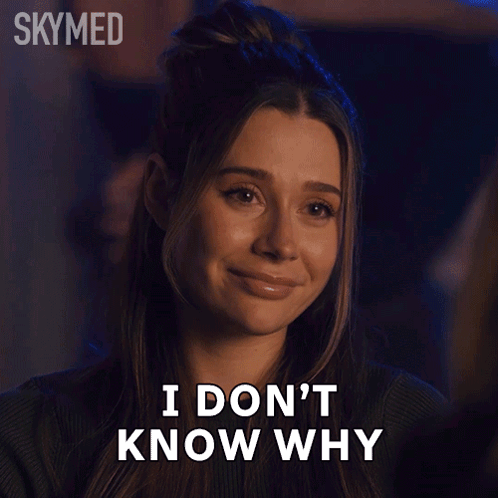 A Woman Says " I Don 'T Know Why " In A Skymed Advertisement GIF