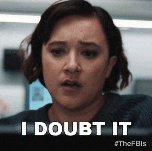 A Woman Says I Doubt It In Front Of A Monitor GIF