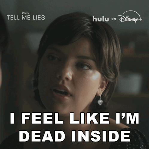A Woman Says " I Feel Like I 'M Dead Inside " In Front Of A Disney Logo GIF
