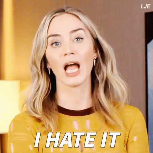 A Woman Says I Hate It With Her Mouth Open GIF
