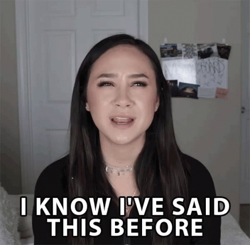 A Woman Says " I Know I 'Ve Said This Before " In Front Of A Door GIF