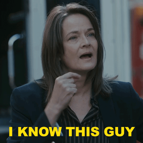 A Woman Says " I Know This Guy " While Pointing GIF