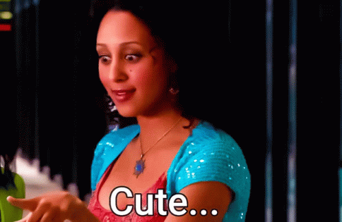 A Woman Says I Like It In A Blue Shirt GIF